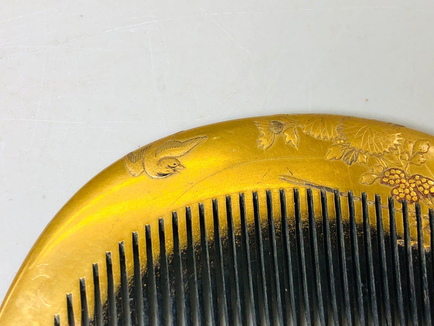 Y5726 KOUGAI Gold Makie Comb Hairpin hair dressing tools Japan kimono accessory