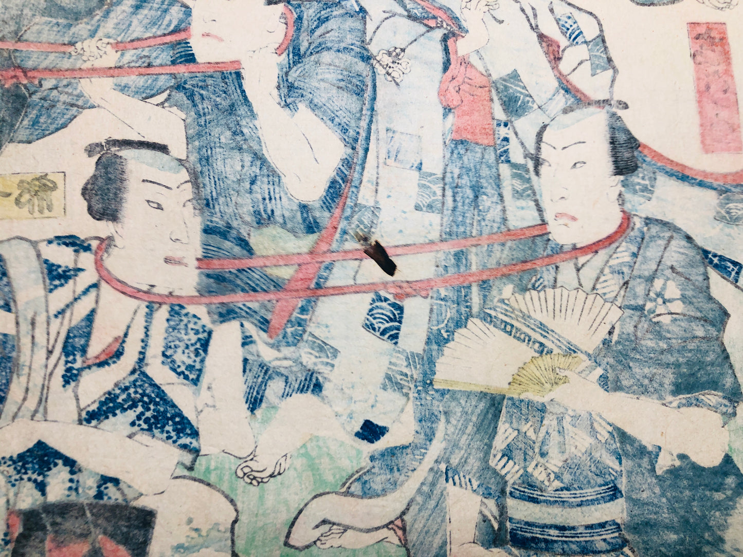 Y5735 WOODBLOCK PRINT neck sumo wrestling game triptych Japan Ukiyoe antique art