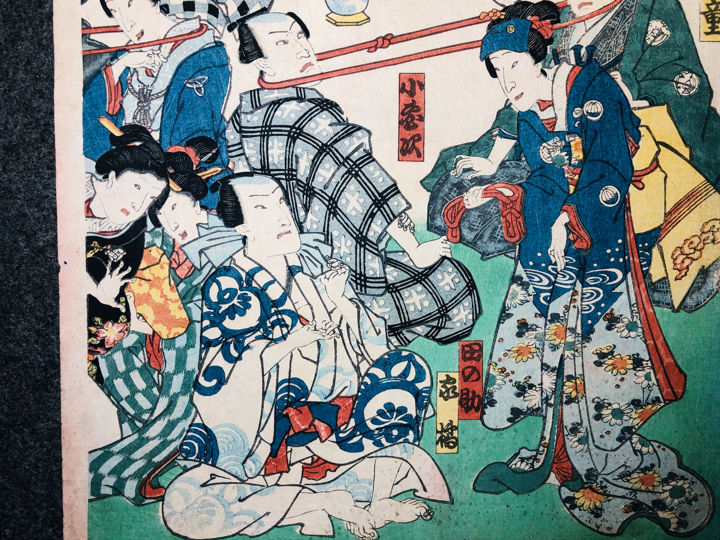 Y5735 WOODBLOCK PRINT neck sumo wrestling game triptych Japan Ukiyoe antique art