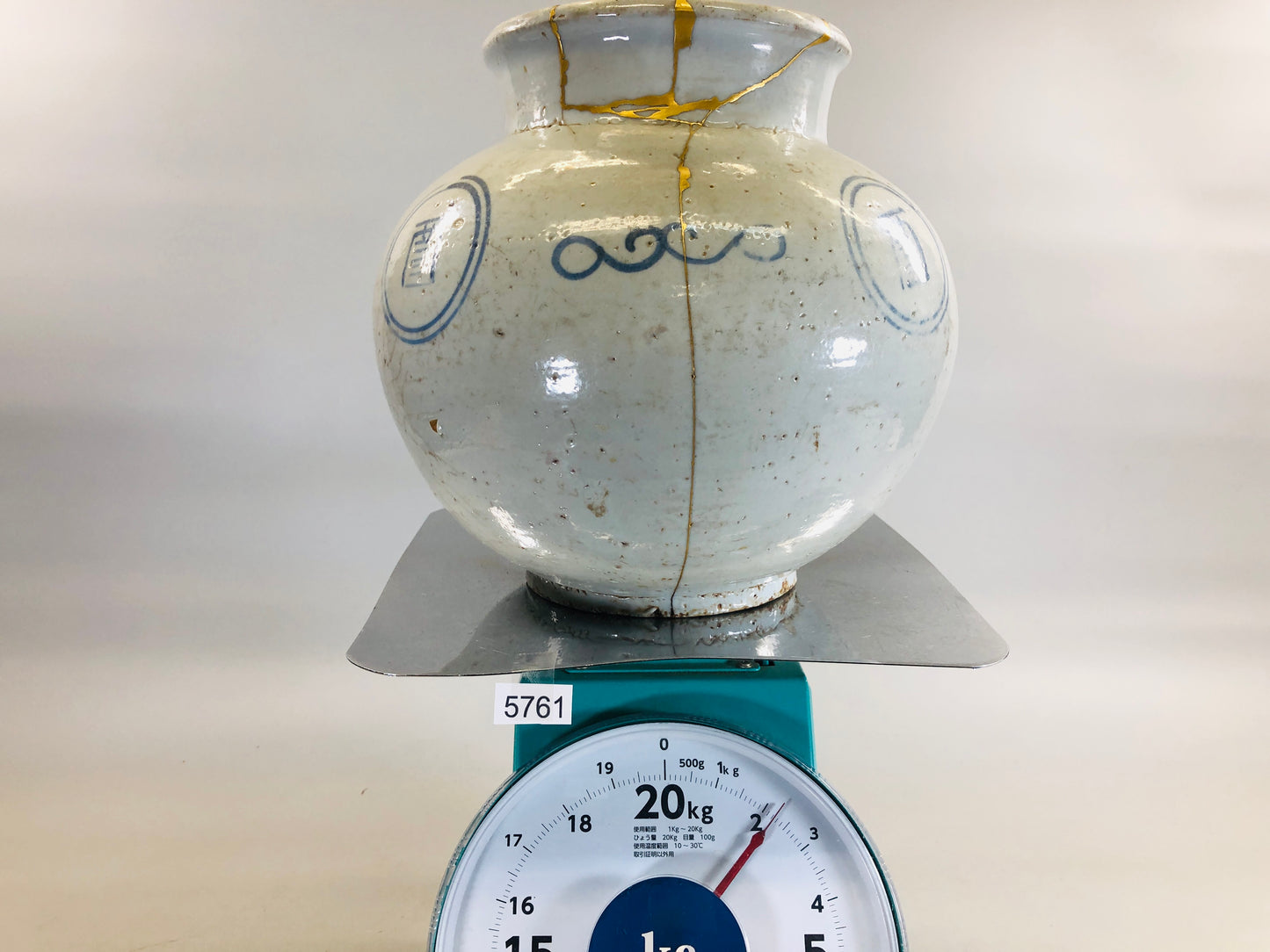 Y5761 VASE Yi Dynasty pot kintsugi underglaze blue Korea ikebana antique decor