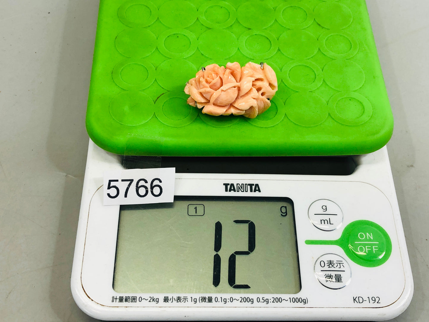 Y5766 OBIDOME Sash clip coral sculpture flower Japan Kimono accessory antique