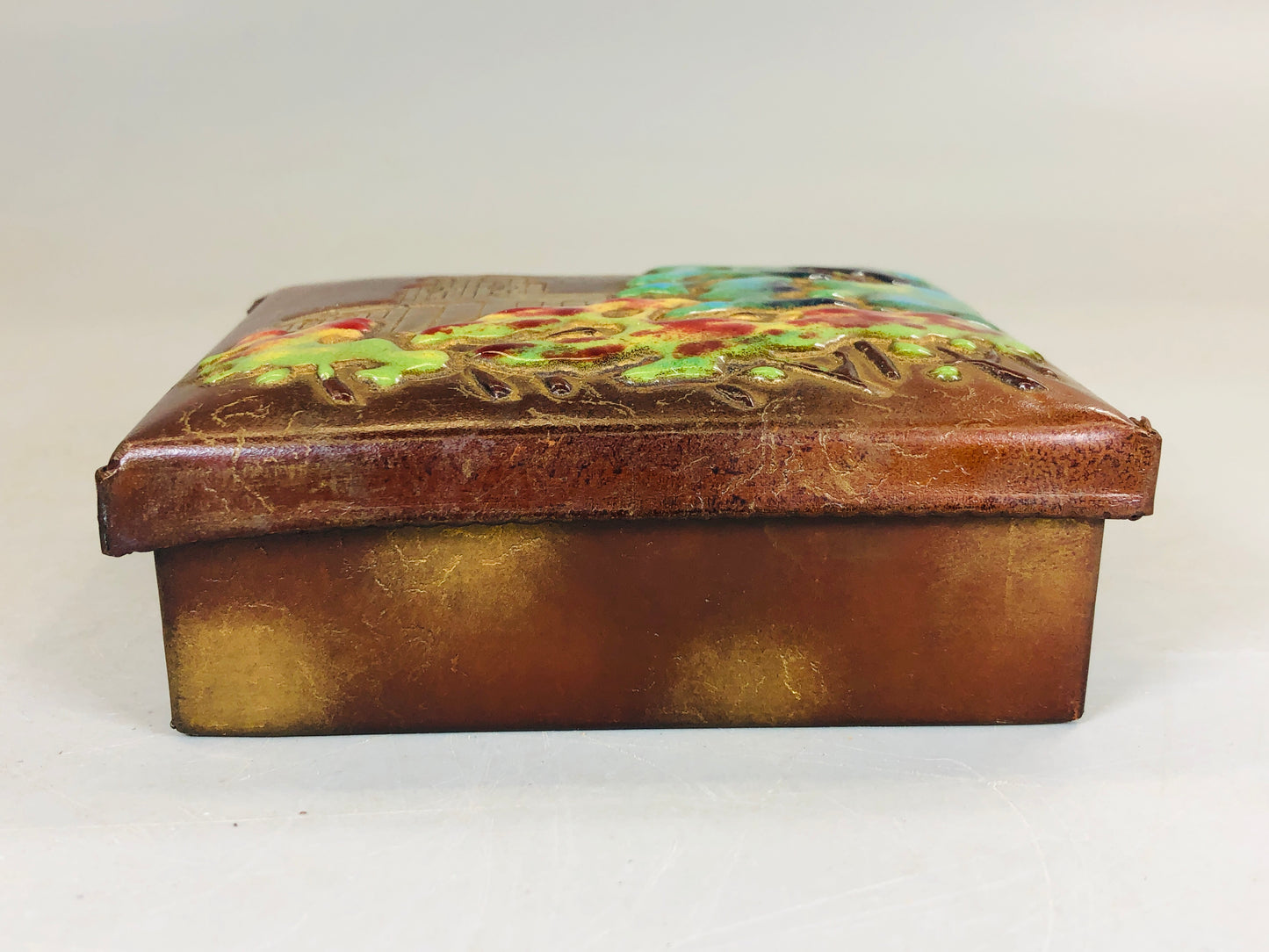 Y5771 BOX cloisonne accessory case lid signed Japan antique interior jewelry