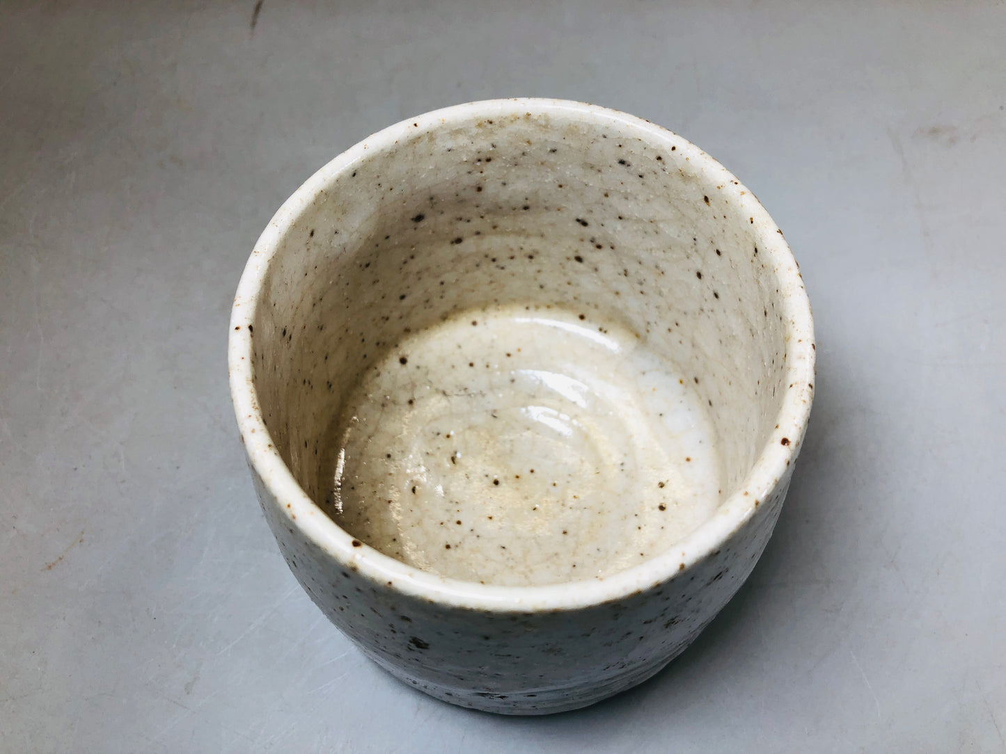Y5777 CHAWAN Shino-ware tube Edo period Japan antique tea ceremony bowl pottery