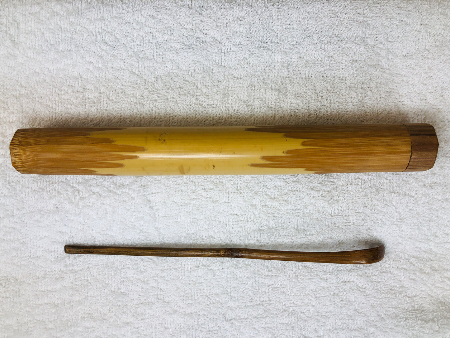 Y5835 CHASHAKU bamboo scoop spoon signed box Japan Tea Ceremony antique vintage
