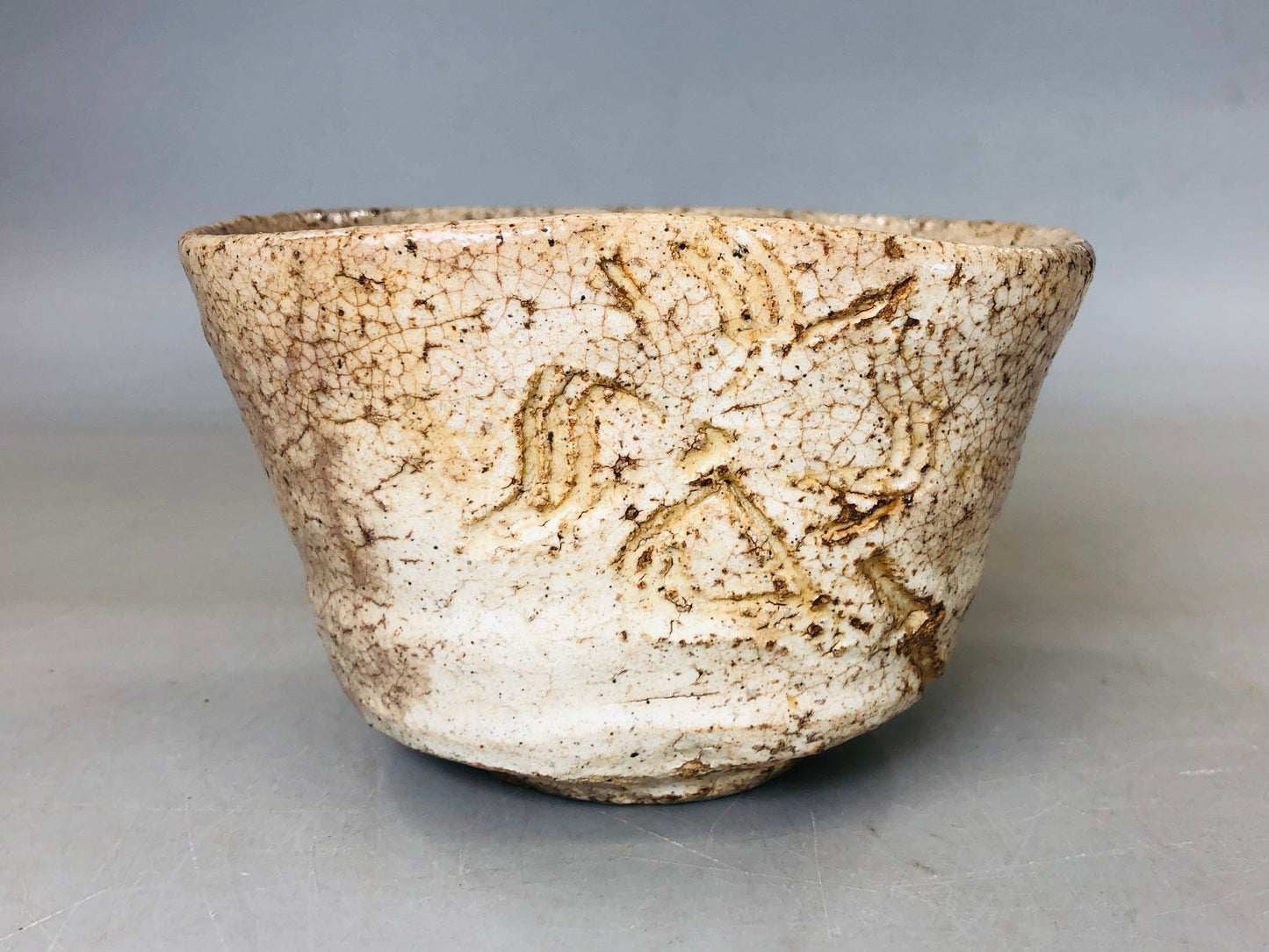 Y5858 CHAWAN Hagi-ware signed box Japan antique tea ceremony pottery vintage