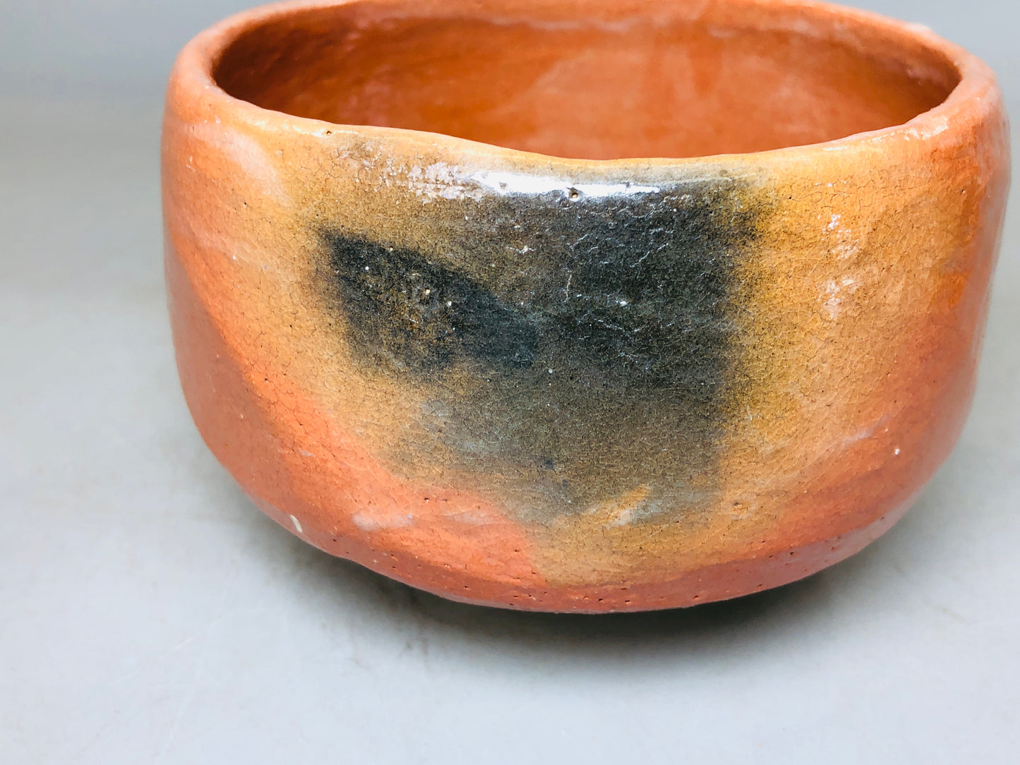 Y5859 CHAWAN Raku-ware signed box Japan antique tea ceremony pottery vintage