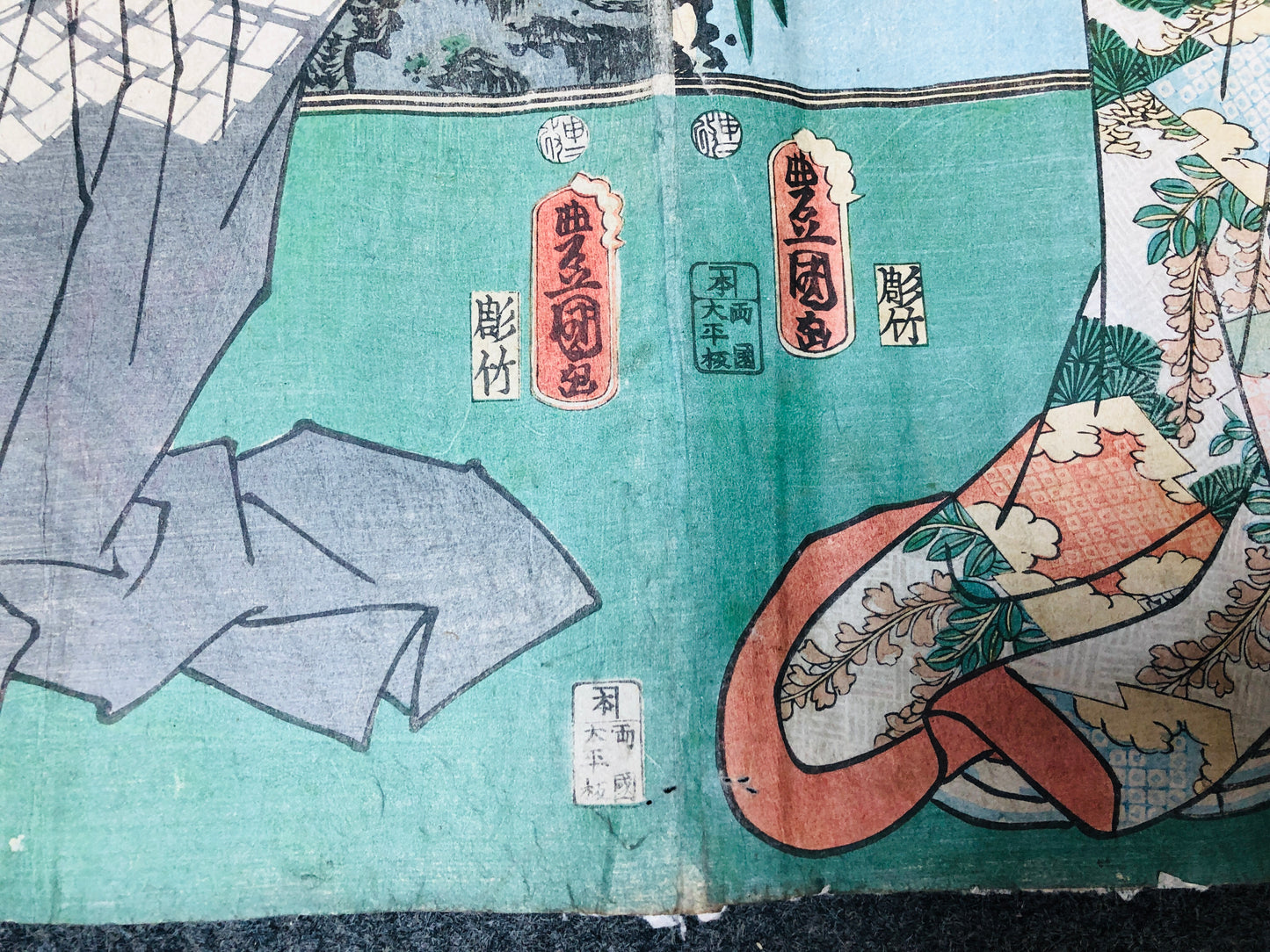 Y5946 WOODBLOCK PRINT Toyokuni Actor triptych Japan Ukiyoe antique art interior