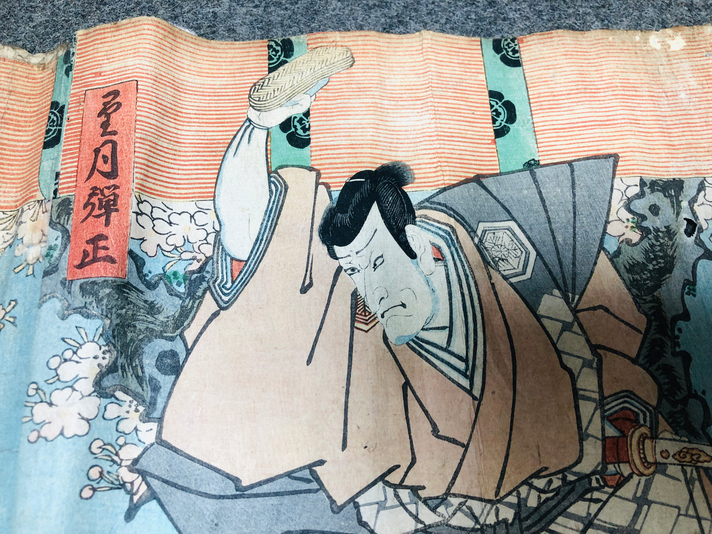 Y5946 WOODBLOCK PRINT Toyokuni Actor triptych Japan Ukiyoe antique art interior