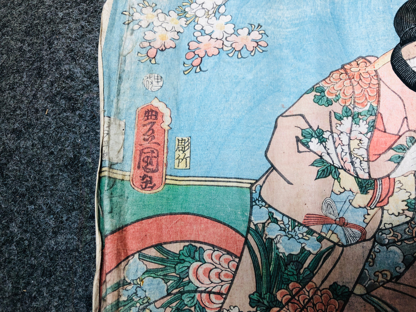 Y5946 WOODBLOCK PRINT Toyokuni Actor triptych Japan Ukiyoe antique art interior