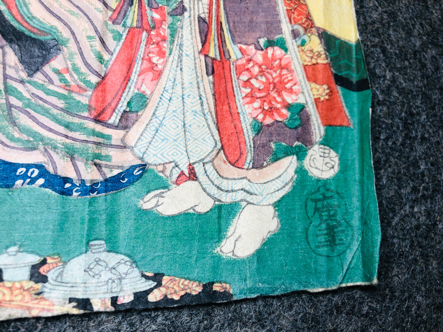 Y5948 WOODBLOCK PRINT Yoshiiku triptych good bad guys Japan Ukiyoe antique art