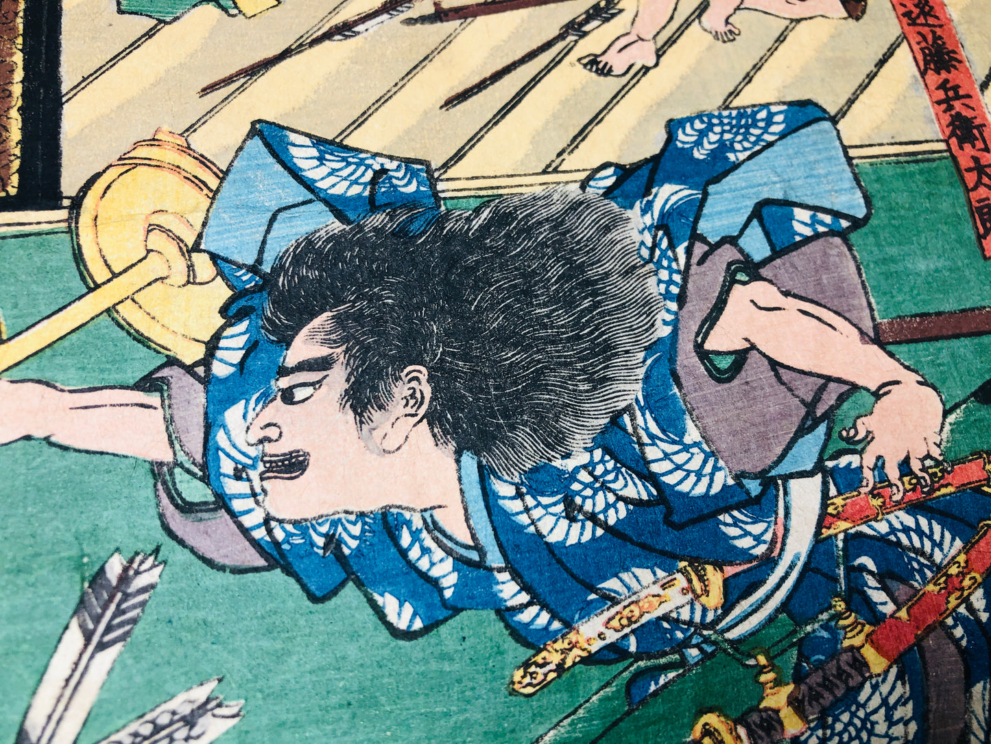 Y5959 WOODBLOCK PRINT Kuniyoshi Samurai 2 pieces Japan Ukiyoe antique art decor