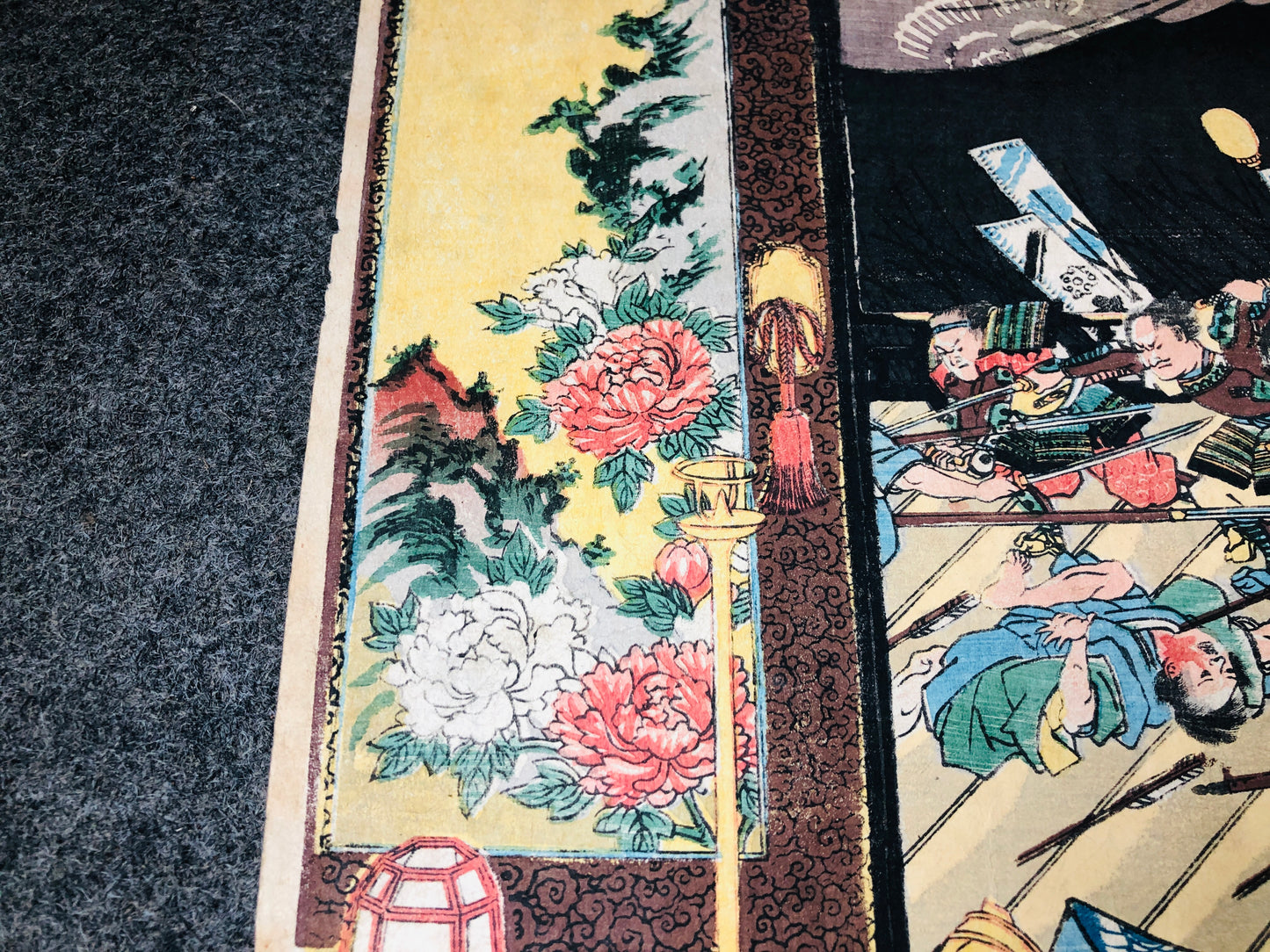 Y5959 WOODBLOCK PRINT Kuniyoshi Samurai 2 pieces Japan Ukiyoe antique art decor