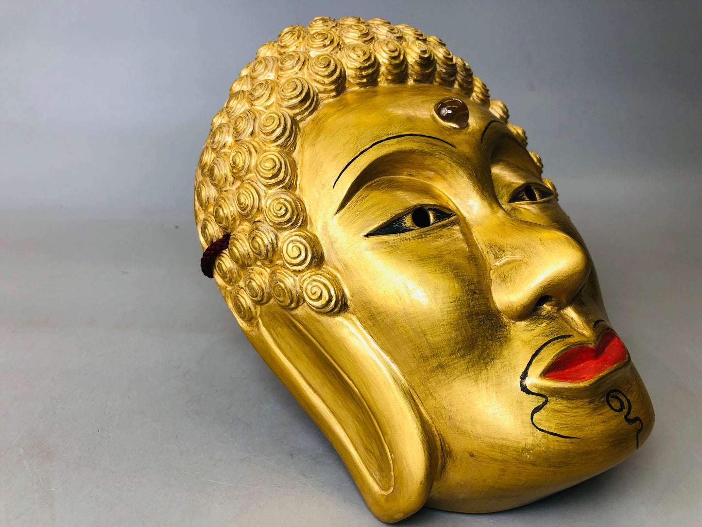 Y5979 NOH MASK wood carving signed Buddha Japan antique omen men dance drama
