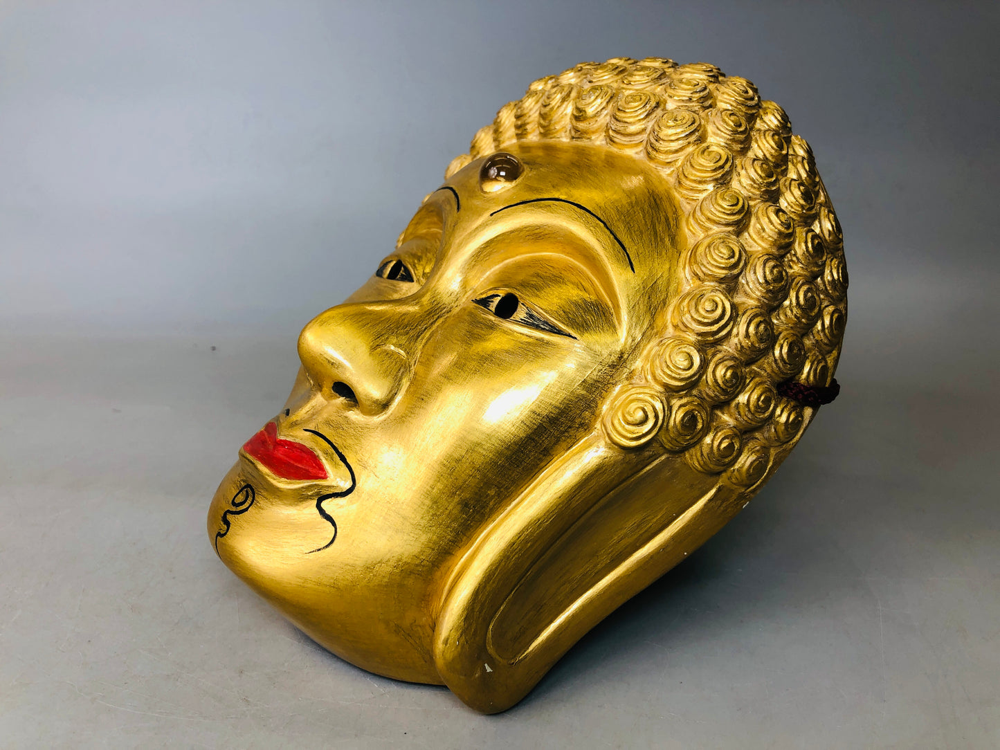 Y5979 NOH MASK wood carving signed Buddha Japan antique omen men dance drama