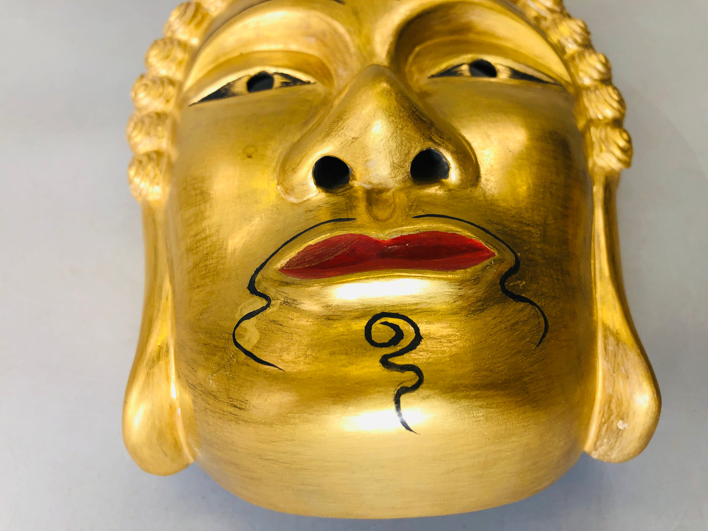 Y5979 NOH MASK wood carving signed Buddha Japan antique omen men dance drama