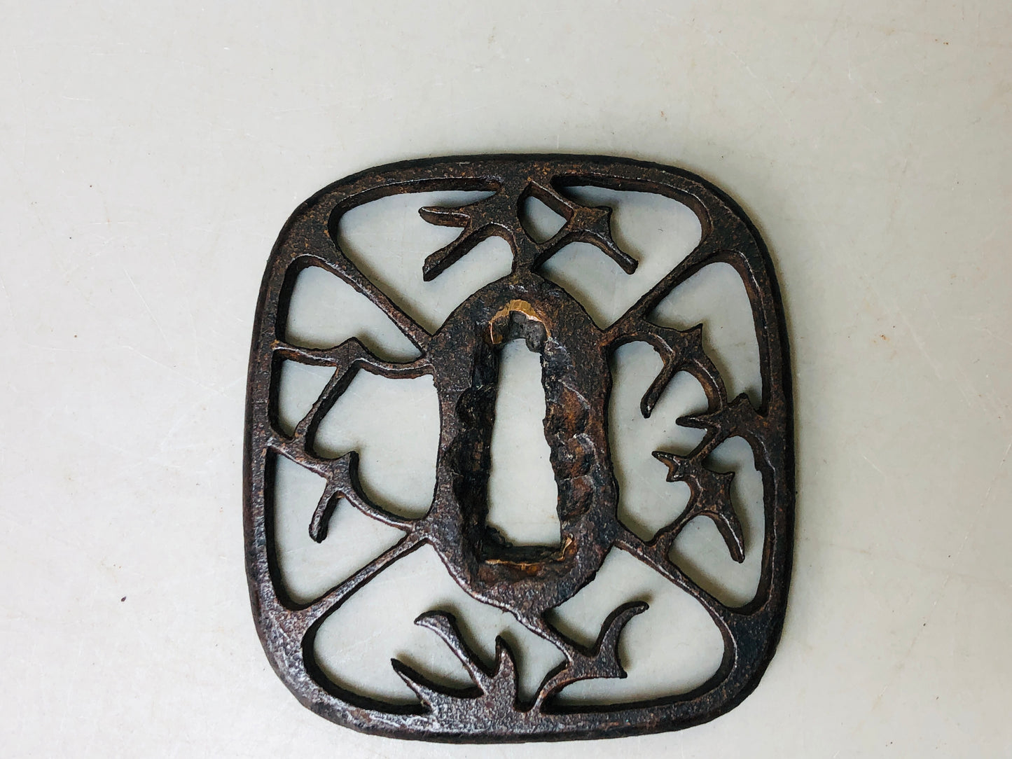 Y5989 TSUBA Iron Sword Guard openwork Japan samurai katana koshirae edo antique