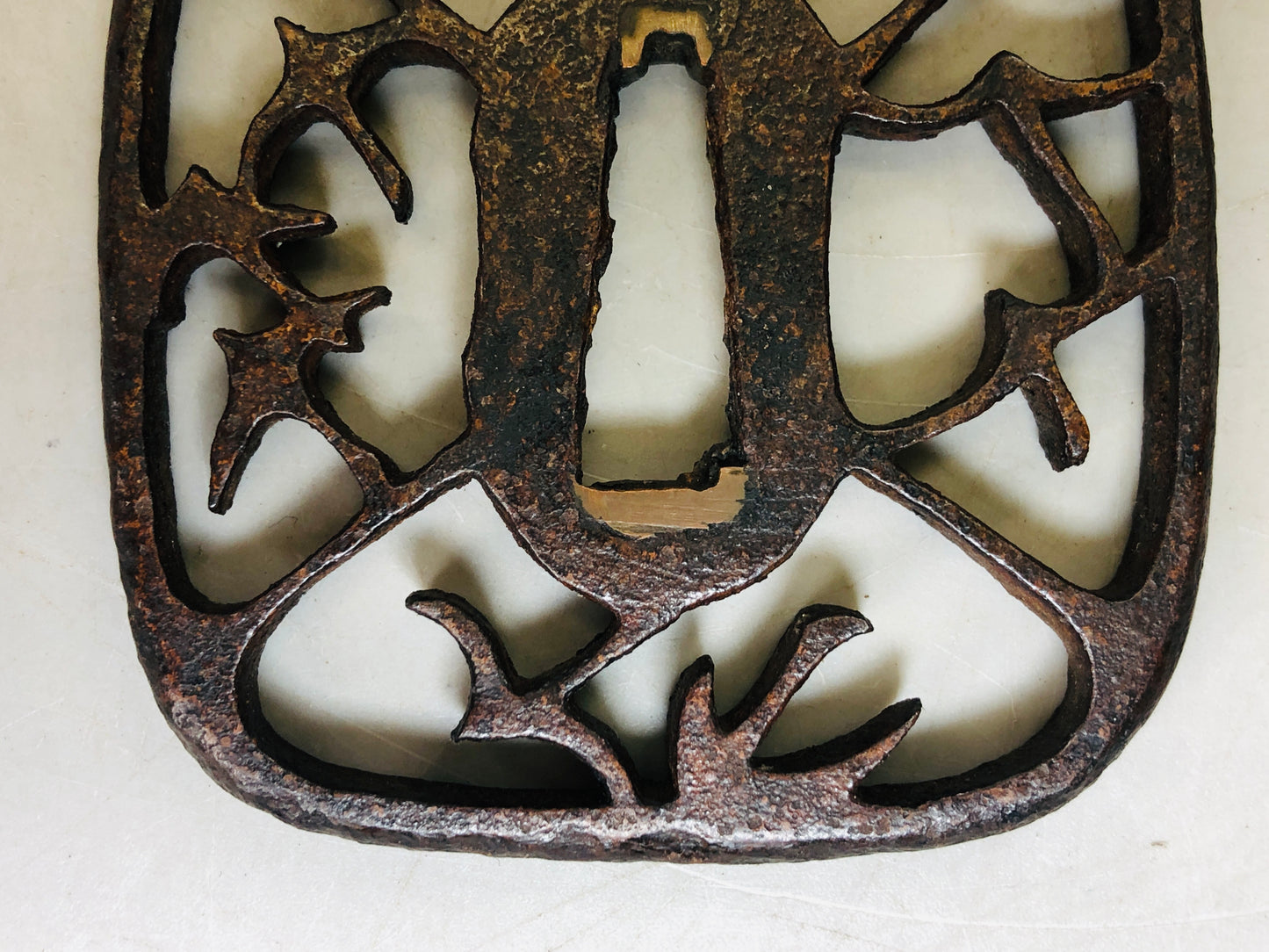 Y5989 TSUBA Iron Sword Guard openwork Japan samurai katana koshirae edo antique