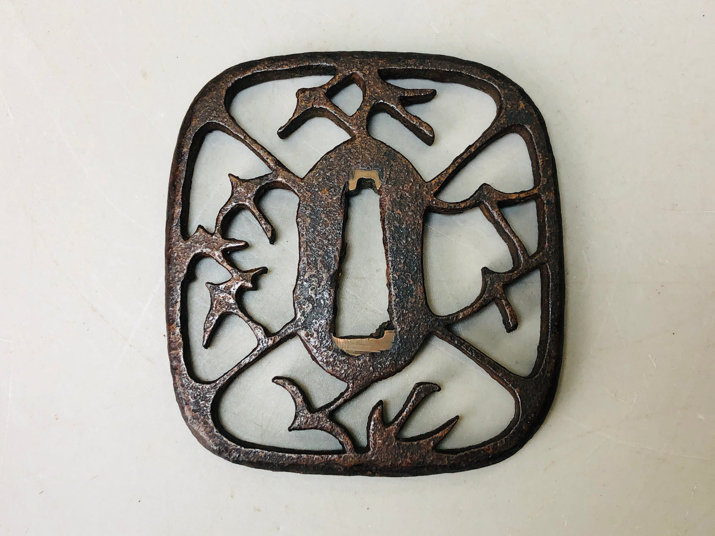 Y5989 TSUBA Iron Sword Guard openwork Japan samurai katana koshirae edo antique