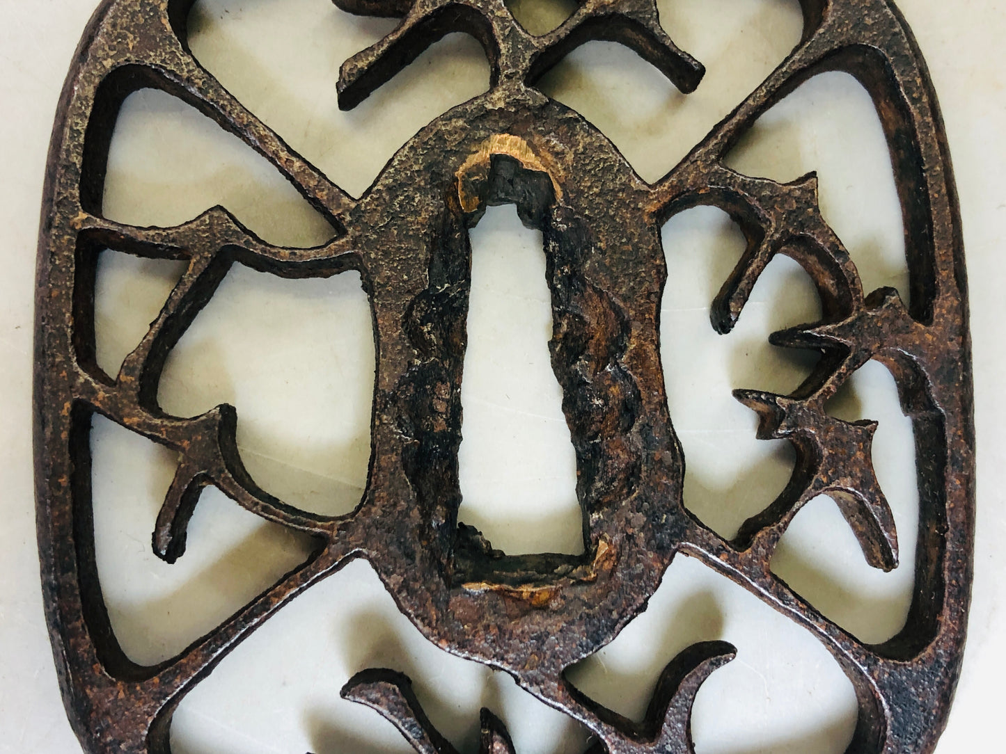 Y5989 TSUBA Iron Sword Guard openwork Japan samurai katana koshirae edo antique