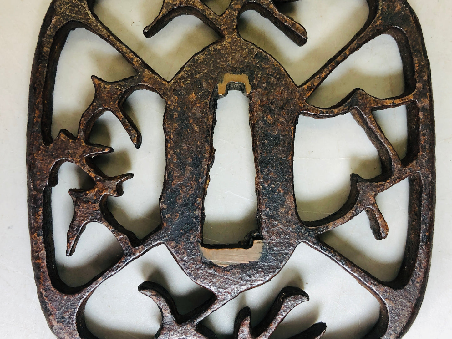Y5989 TSUBA Iron Sword Guard openwork Japan samurai katana koshirae edo antique
