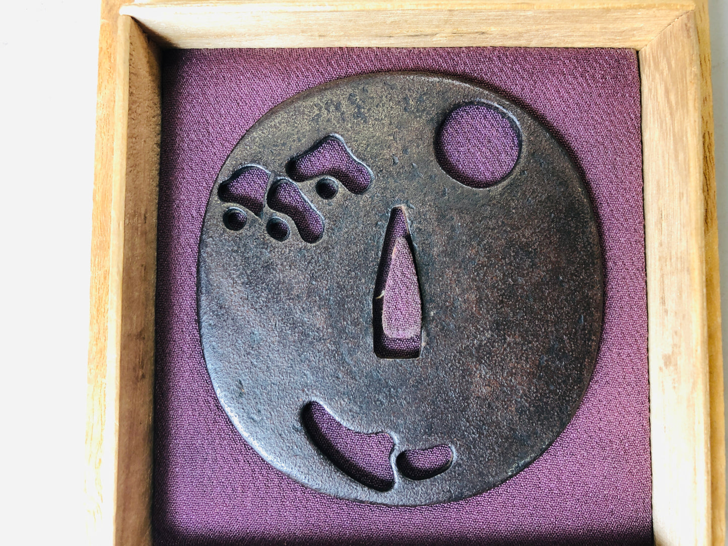 Y5992 TSUBA Iron Sword Guard openwork box Japan samurai katana koshirae edo
