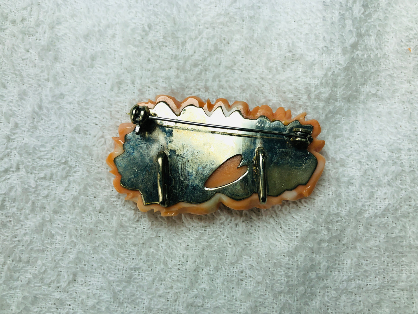 Y6004 OBIDOME Coral Sash clip flower Japan Kimono accessory antique brooch