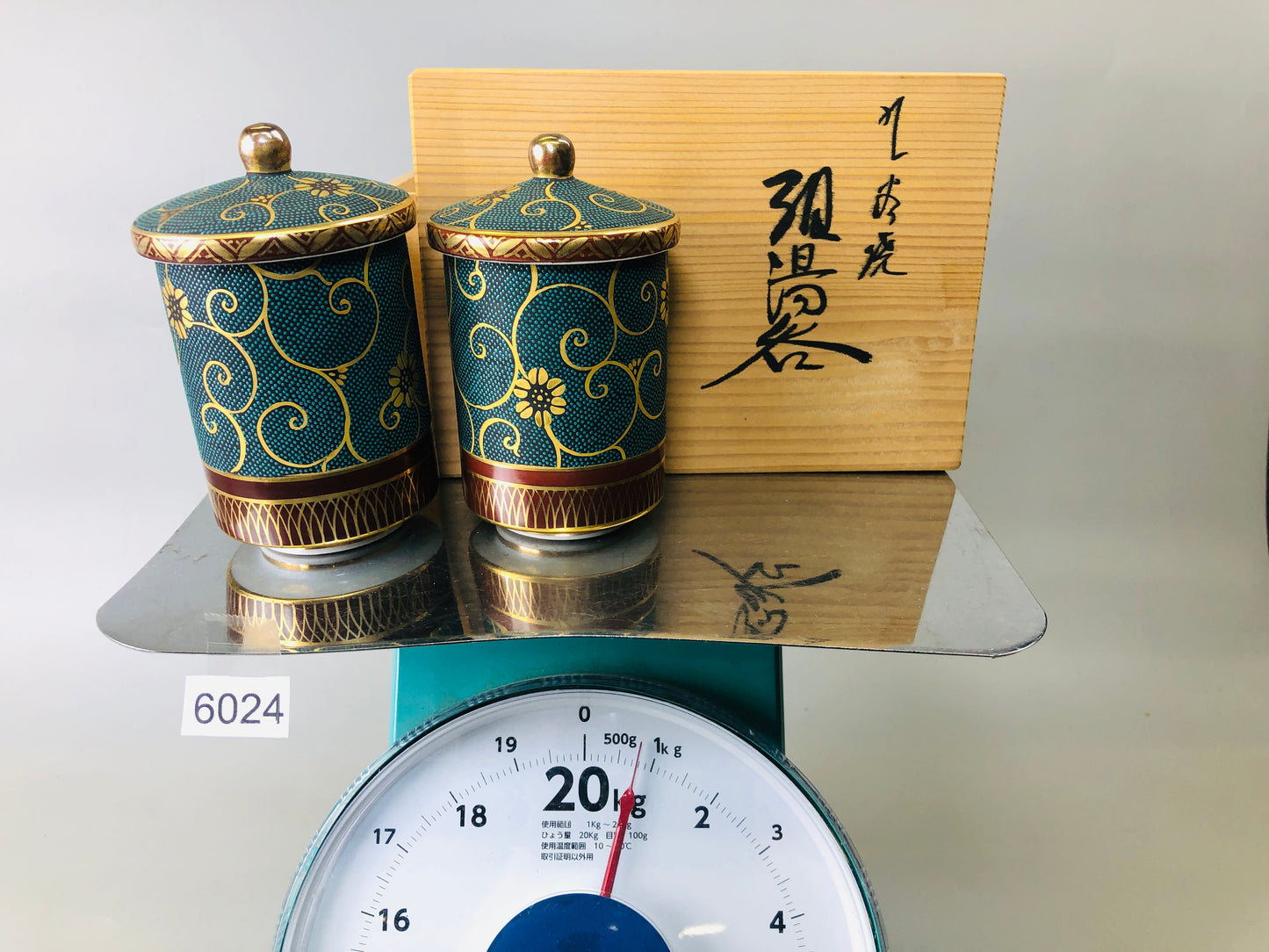 Y6024 YUNOMI Kutani-ware cup signed box Japan antique tea ceremony pottery