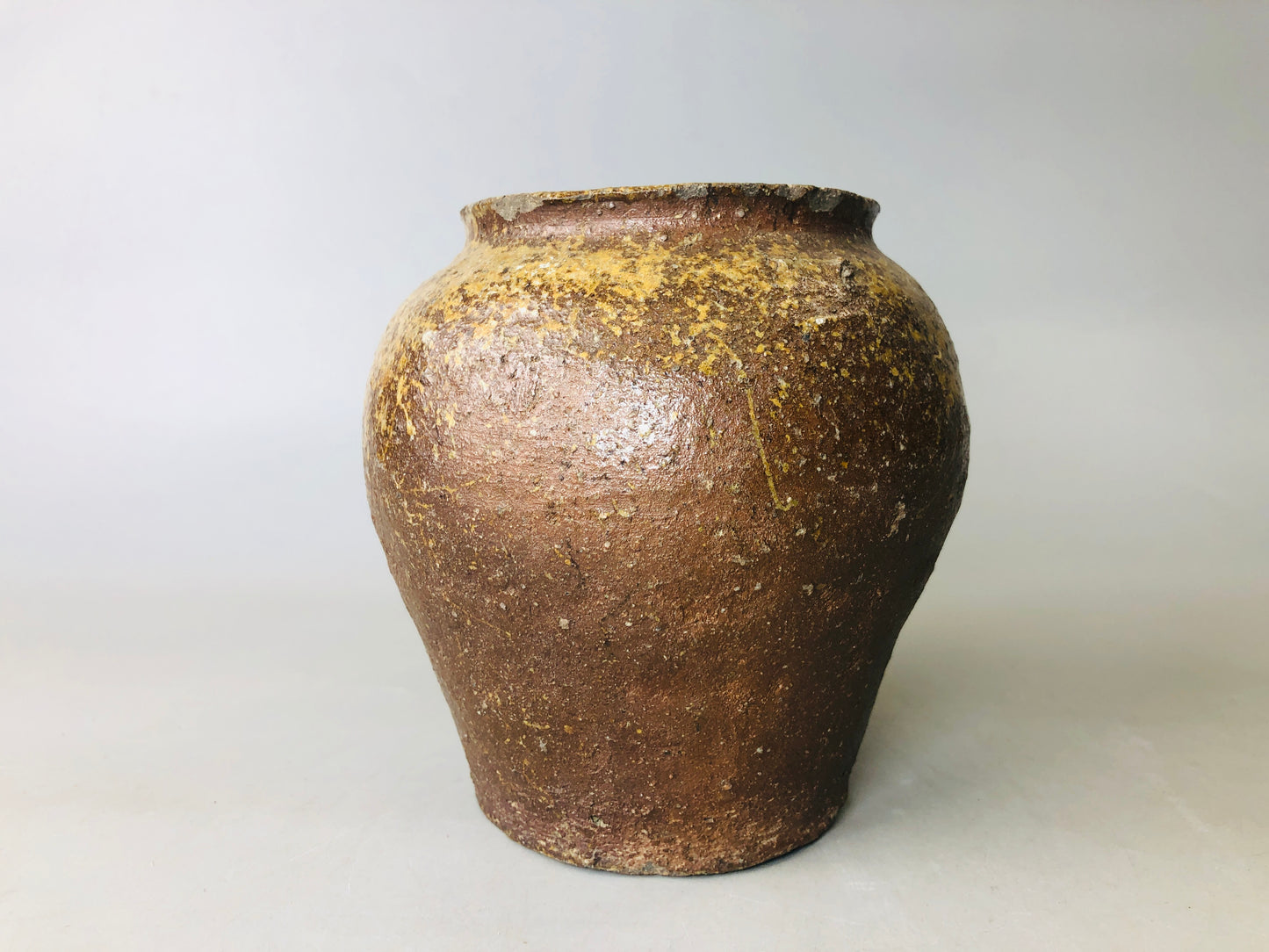 Y6028 VASE Tokoname-ware Ohaguro tooth blackening pot jar Japan antique vintage