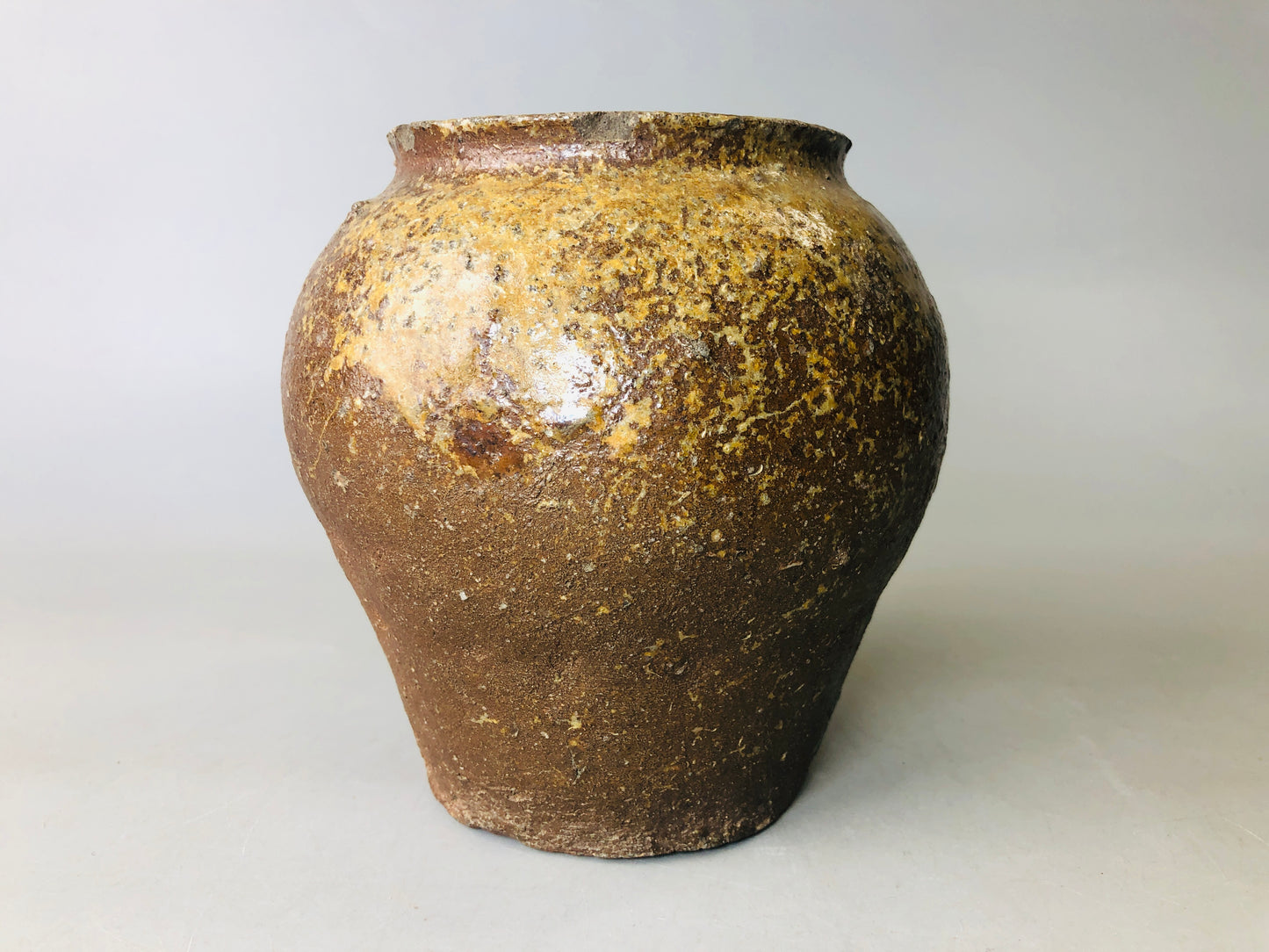 Y6028 VASE Tokoname-ware Ohaguro tooth blackening pot jar Japan antique vintage