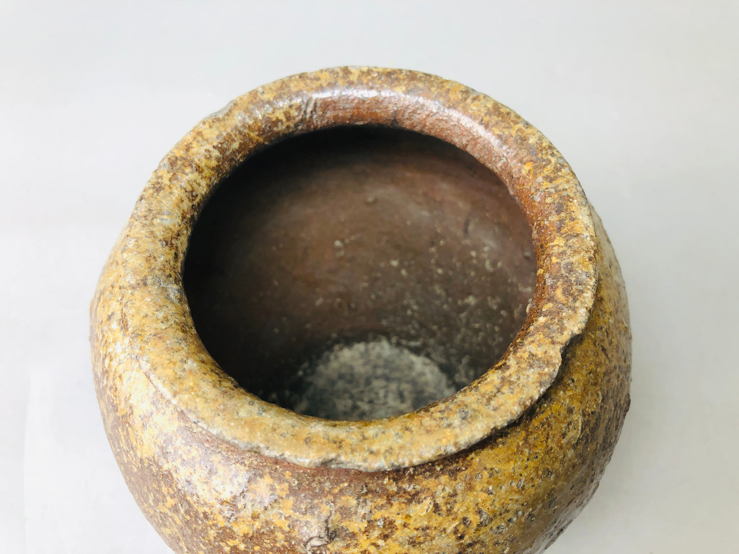 Y6028 VASE Tokoname-ware Ohaguro tooth blackening pot jar Japan antique vintage