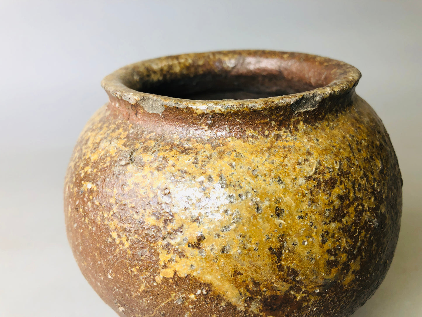 Y6028 VASE Tokoname-ware Ohaguro tooth blackening pot jar Japan antique vintage