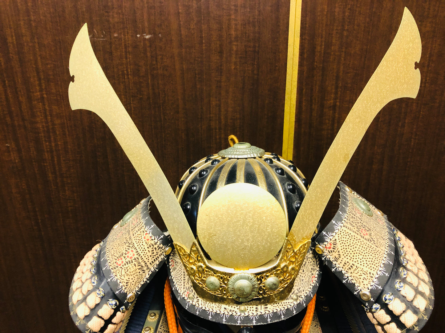 Y7036 YOROI Samurai armor helmet set navy blue white brown thread Japan antique