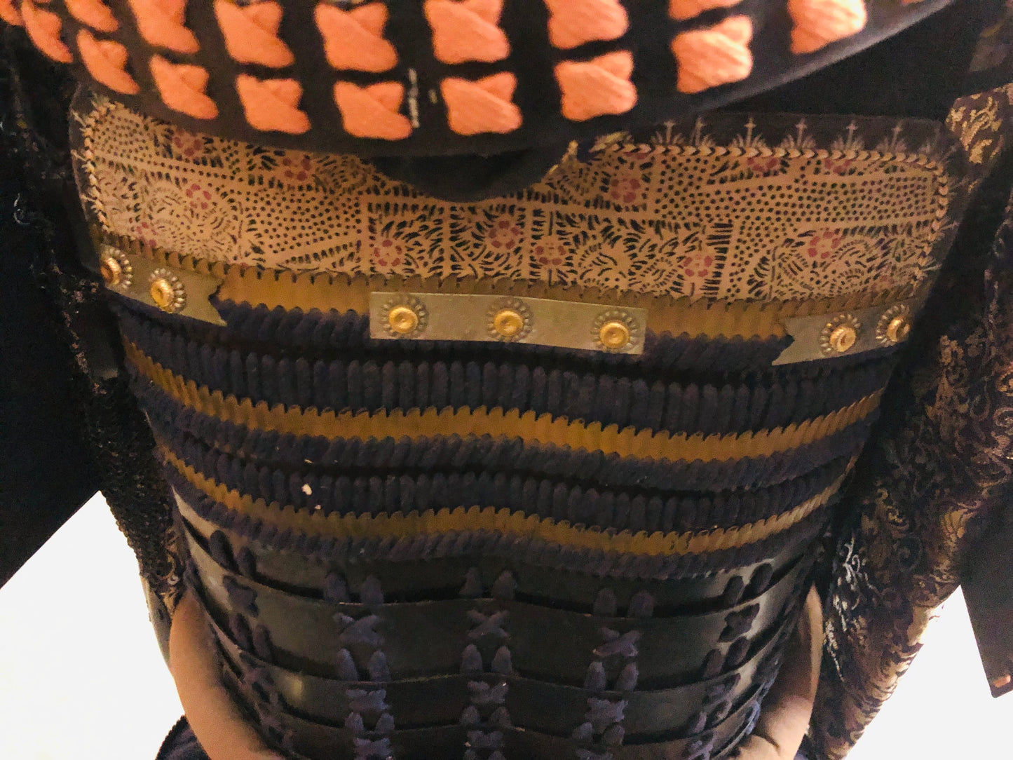 Y7038 YOROI Samurai armor helmet set navy blue thread Japan antique busho bushi