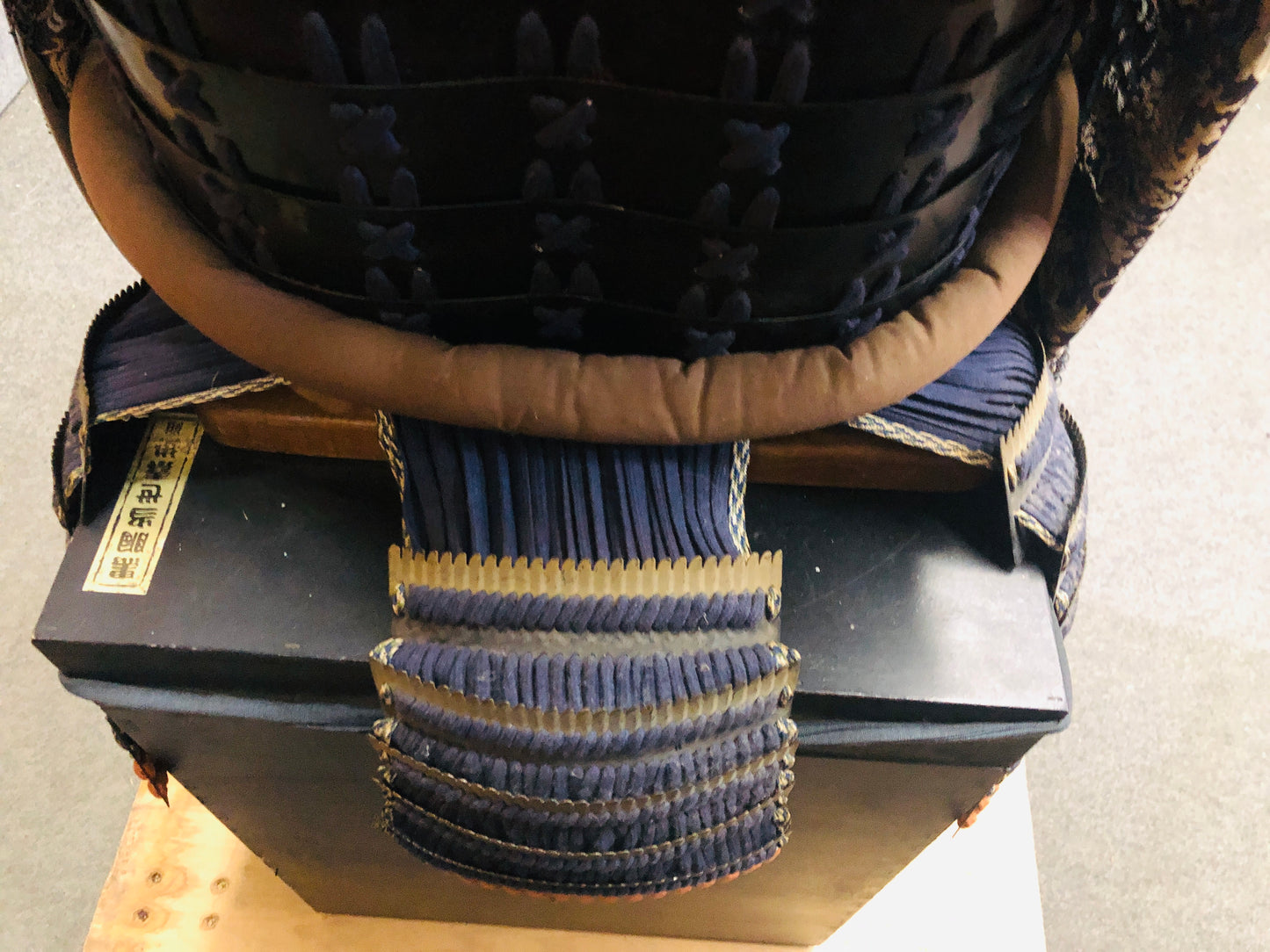 Y7038 YOROI Samurai armor helmet set navy blue thread Japan antique busho bushi