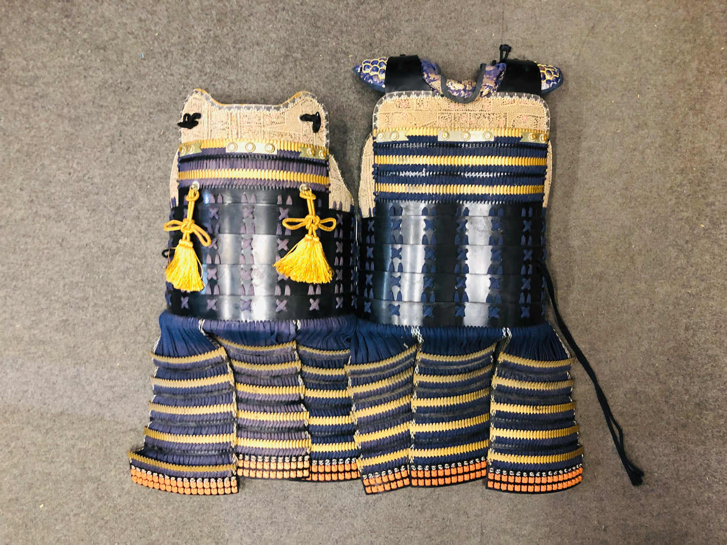 Y7038 YOROI Samurai armor helmet set navy blue thread Japan antique busho bushi