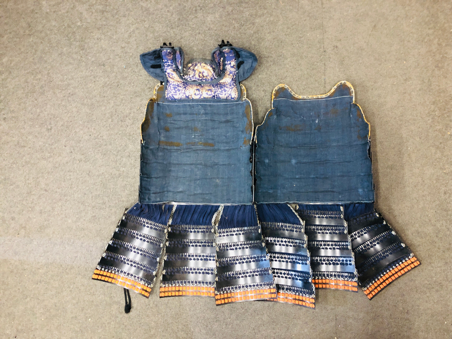 Y7038 YOROI Samurai armor helmet set navy blue thread Japan antique busho bushi