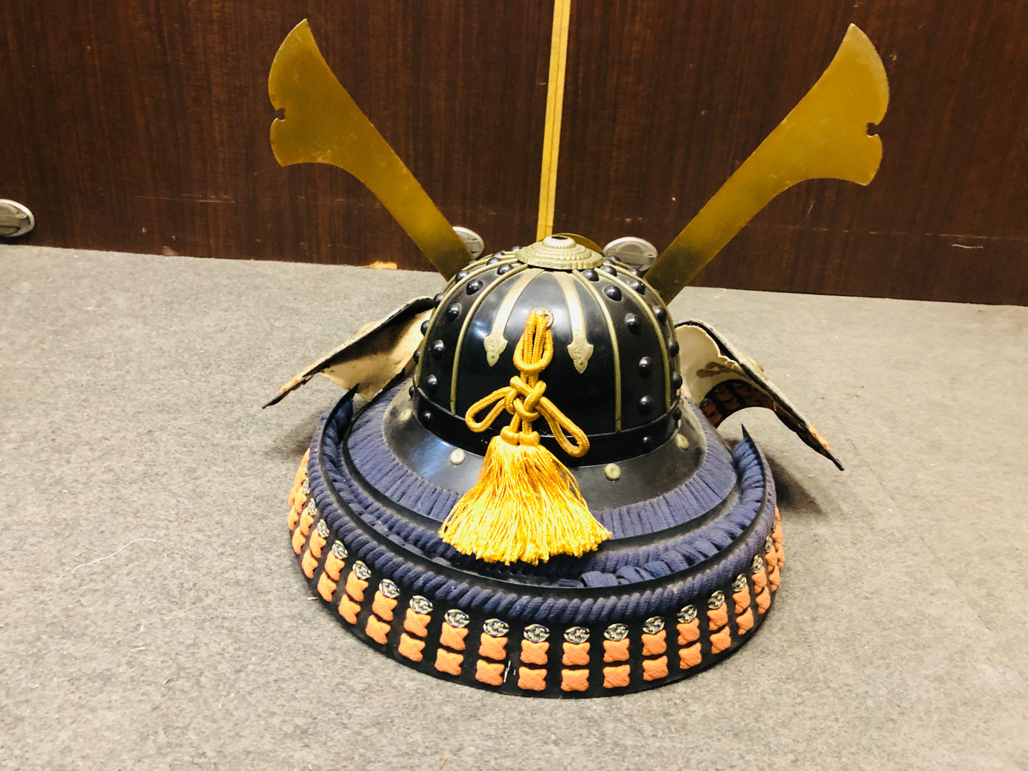 Y7038 YOROI Samurai armor helmet set navy blue thread Japan antique busho bushi