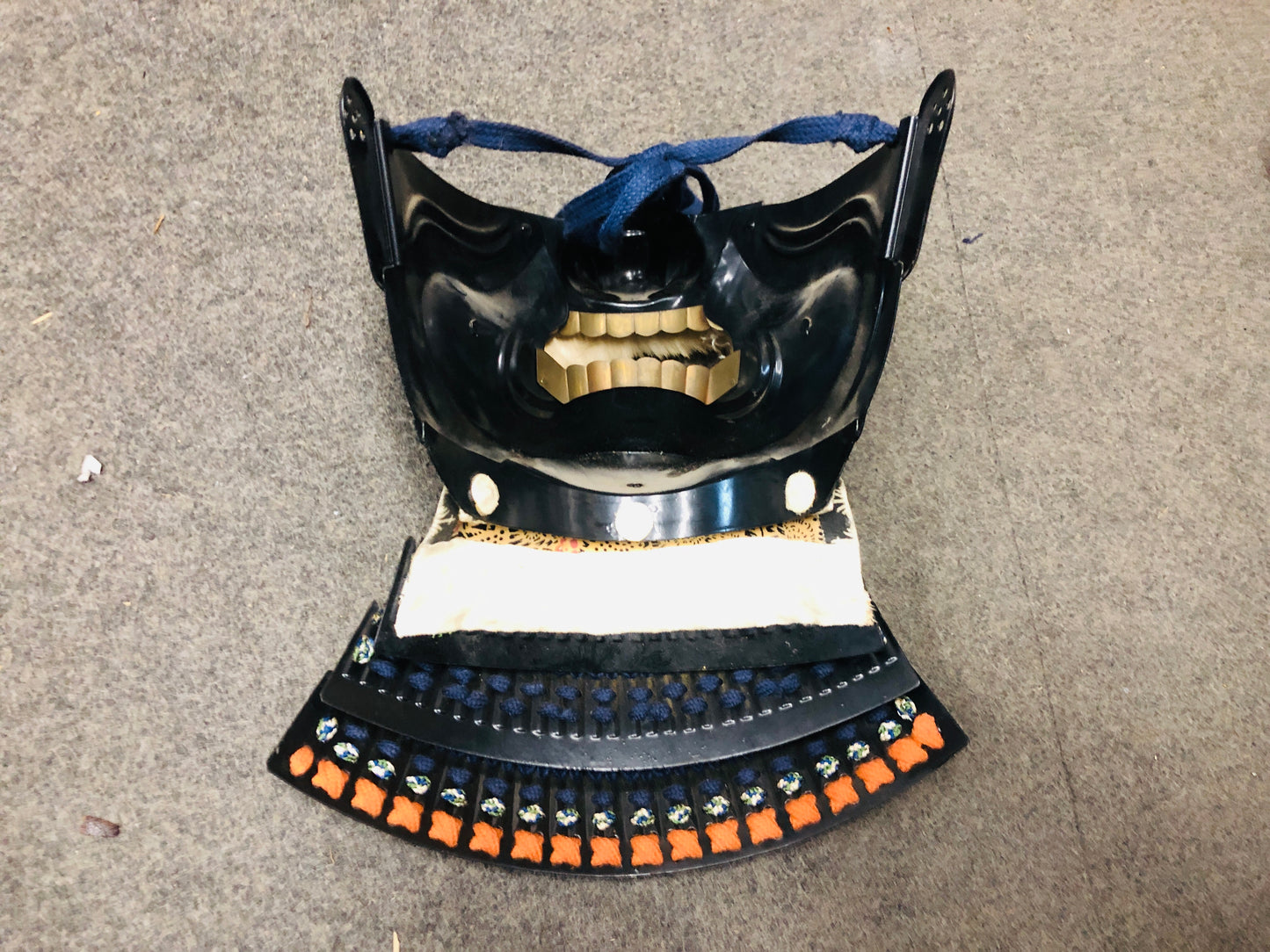 Y7038 YOROI Samurai armor helmet set navy blue thread Japan antique busho bushi