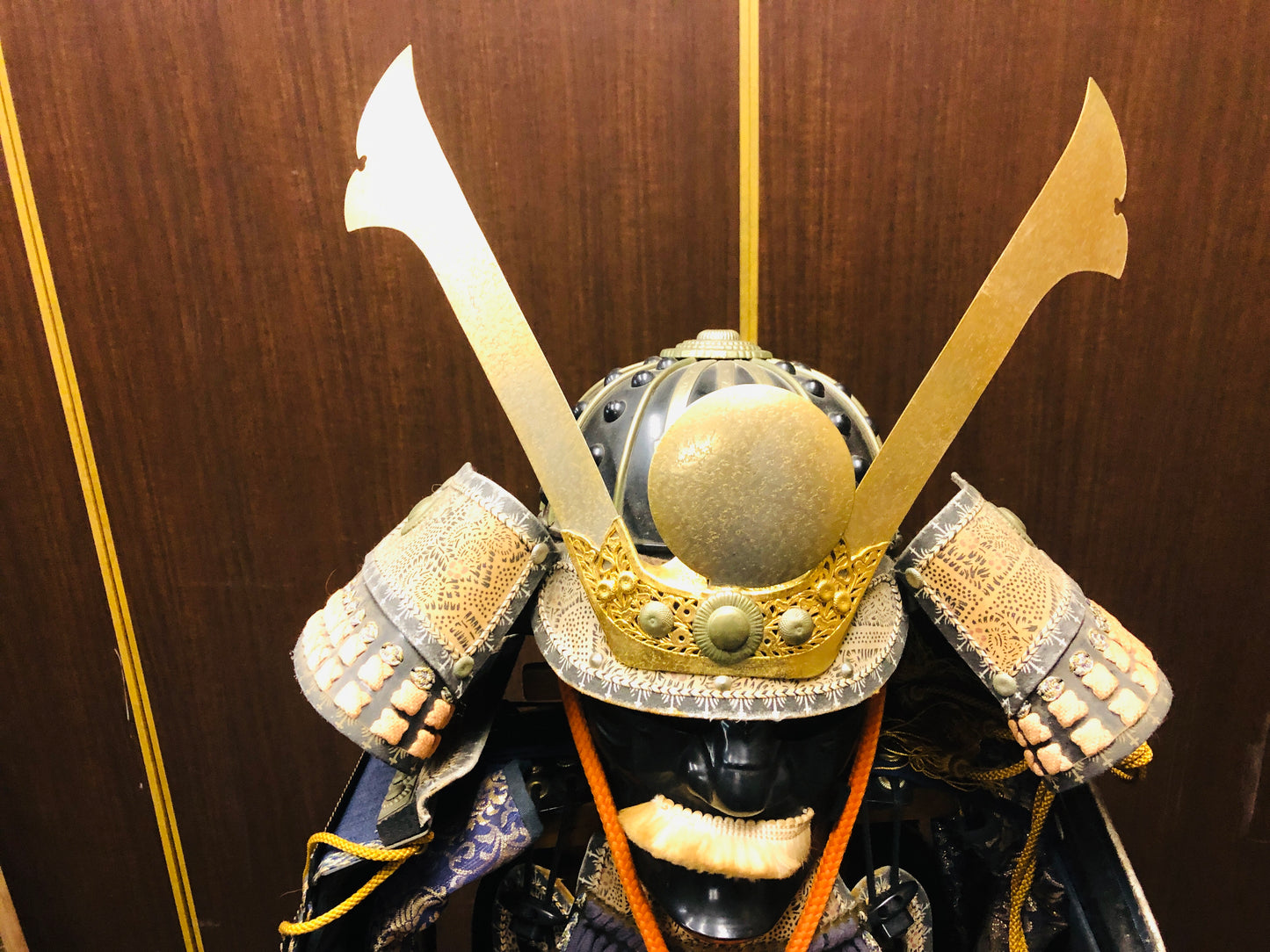 Y7038 YOROI Samurai armor helmet set navy blue thread Japan antique busho bushi