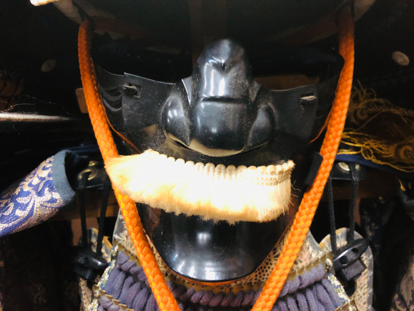 Y7038 YOROI Samurai armor helmet set navy blue thread Japan antique busho bushi