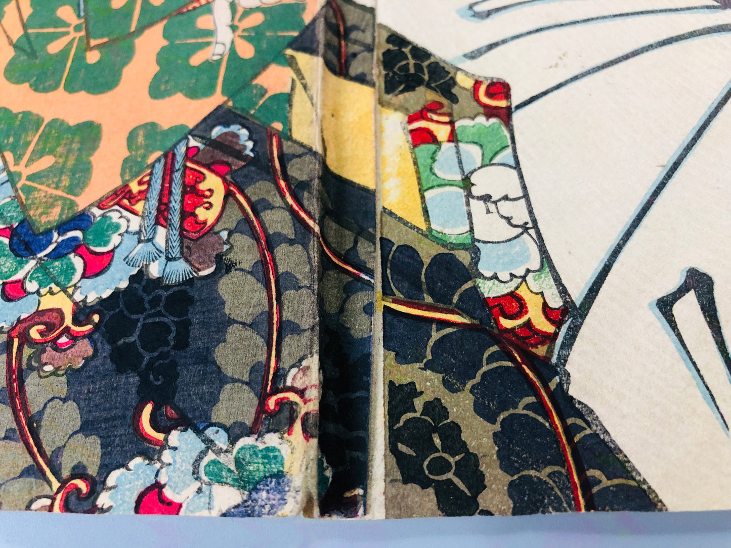 Y7061 WOODBLOCK PRINT Kunichika triptych Kabuki Japan Ukiyoe antique art vintage