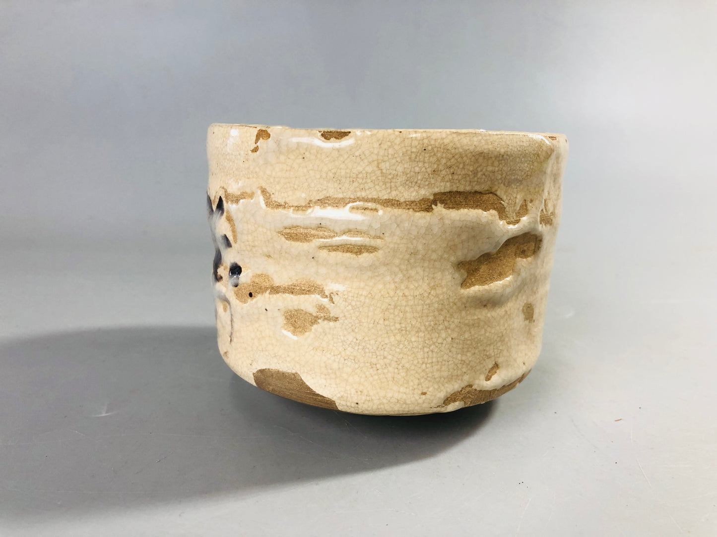 Y7074 CHAWAN Mino-ware bowl signed box Japan antique tea ceremony pottery teacup