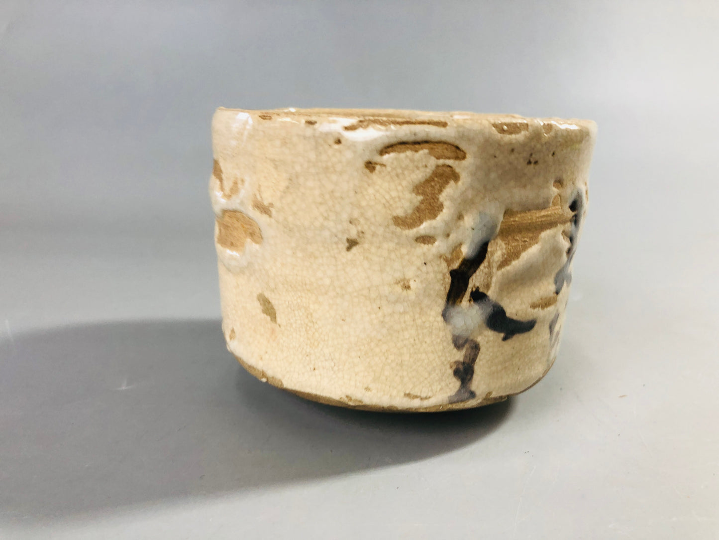 Y7074 CHAWAN Mino-ware bowl signed box Japan antique tea ceremony pottery teacup