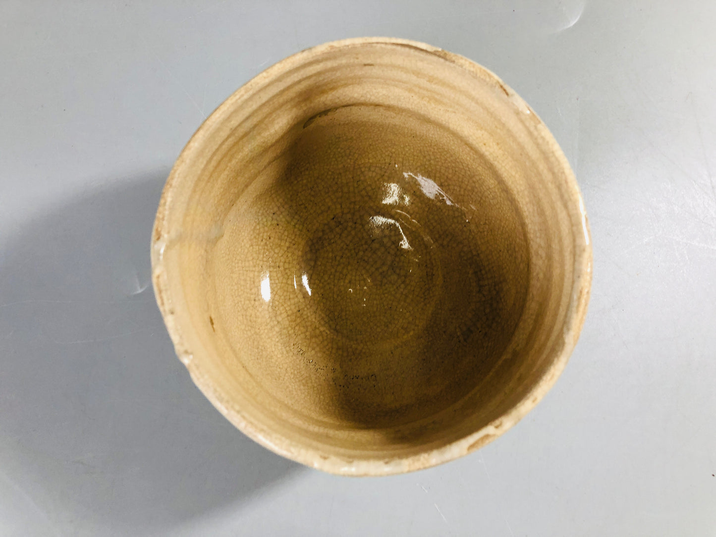 Y7074 CHAWAN Mino-ware bowl signed box Japan antique tea ceremony pottery teacup