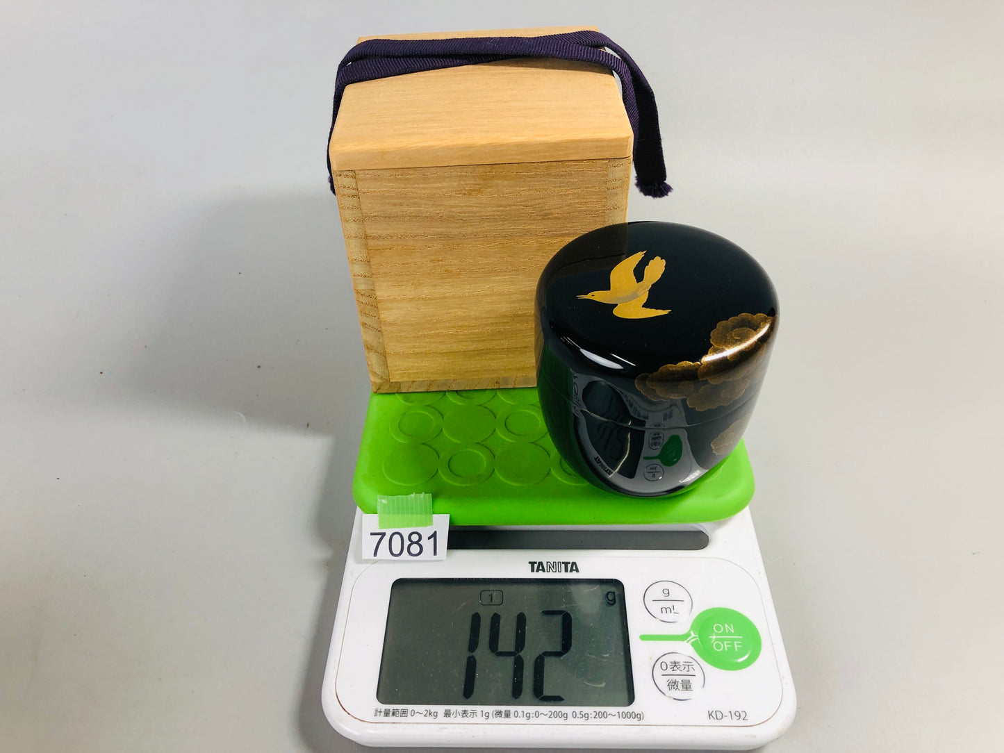 Y7081 NATUME Makie Caddy containter box Cloud Bird Japan Tea Ceremony antique