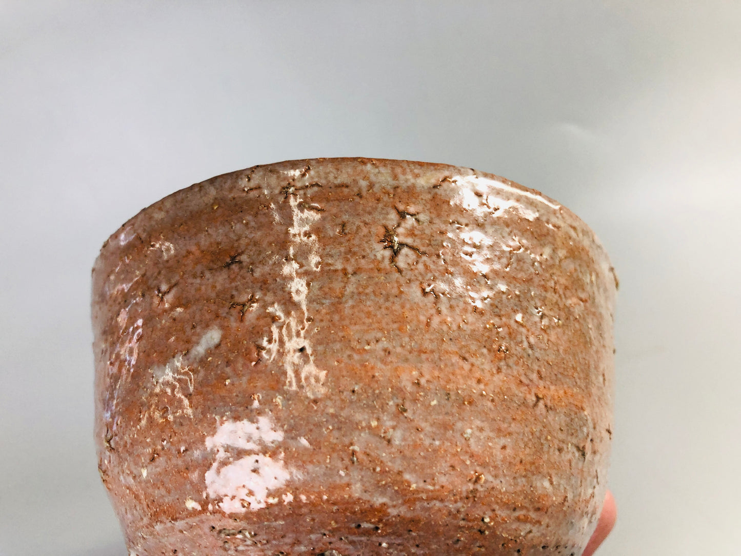 Y7085 CHAWAN Hagi-ware bowl signed box Japan antique tea ceremony pottery teacup