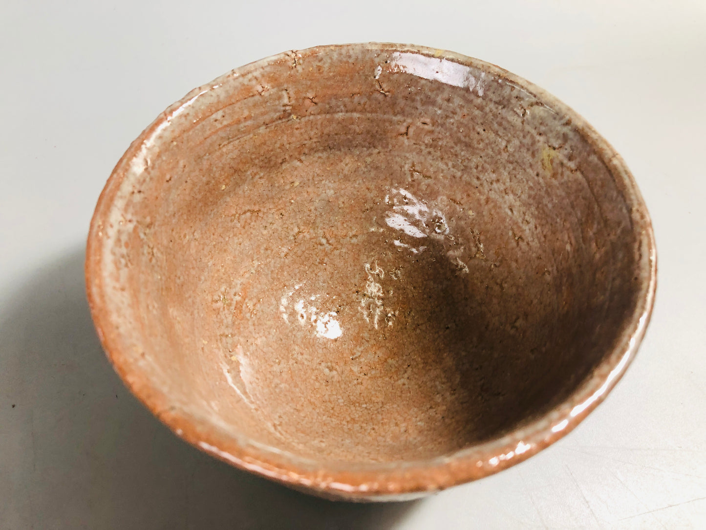 Y7085 CHAWAN Hagi-ware bowl signed box Japan antique tea ceremony pottery teacup