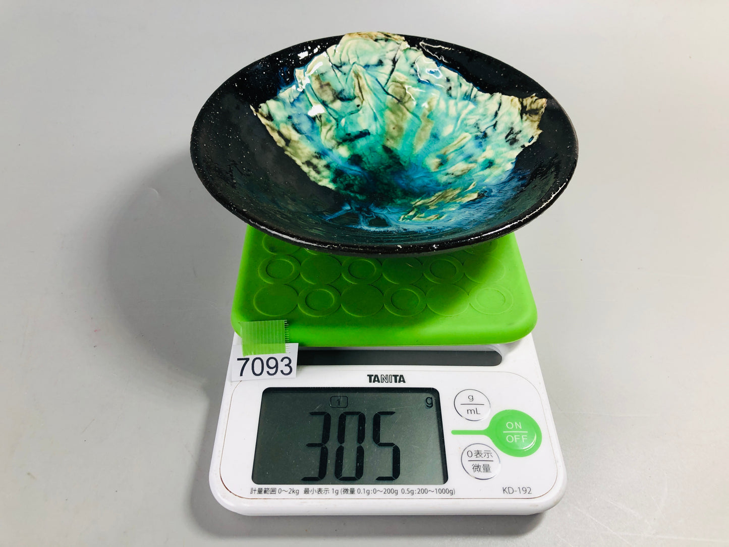 Y7093 CHAWAN Seto-ware flat bowl modern art Japan tea ceremony pottery teacup