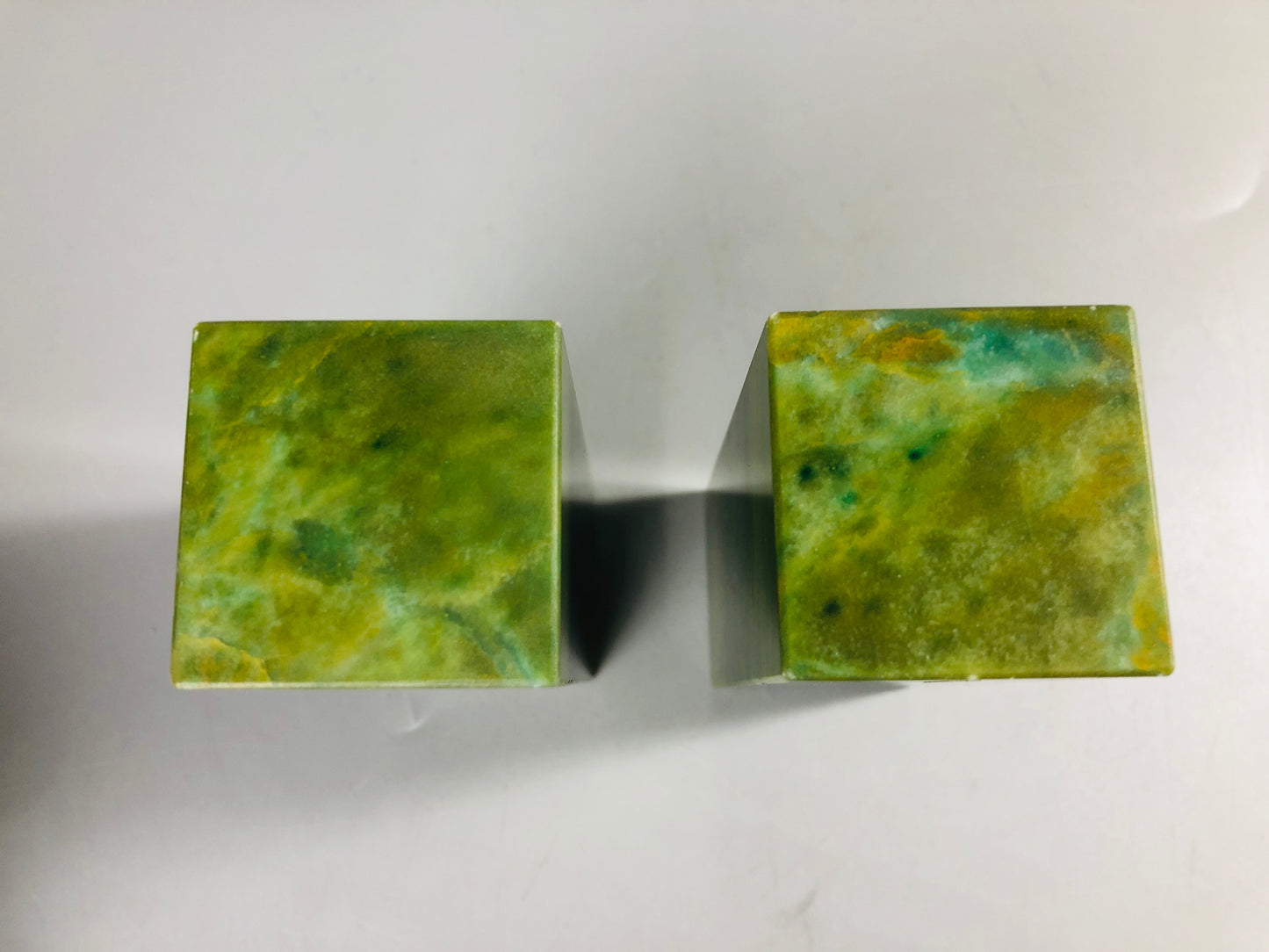 Y7097 STAMP MATERIAL Chinese 2 Guandong green stone box China antique vintage
