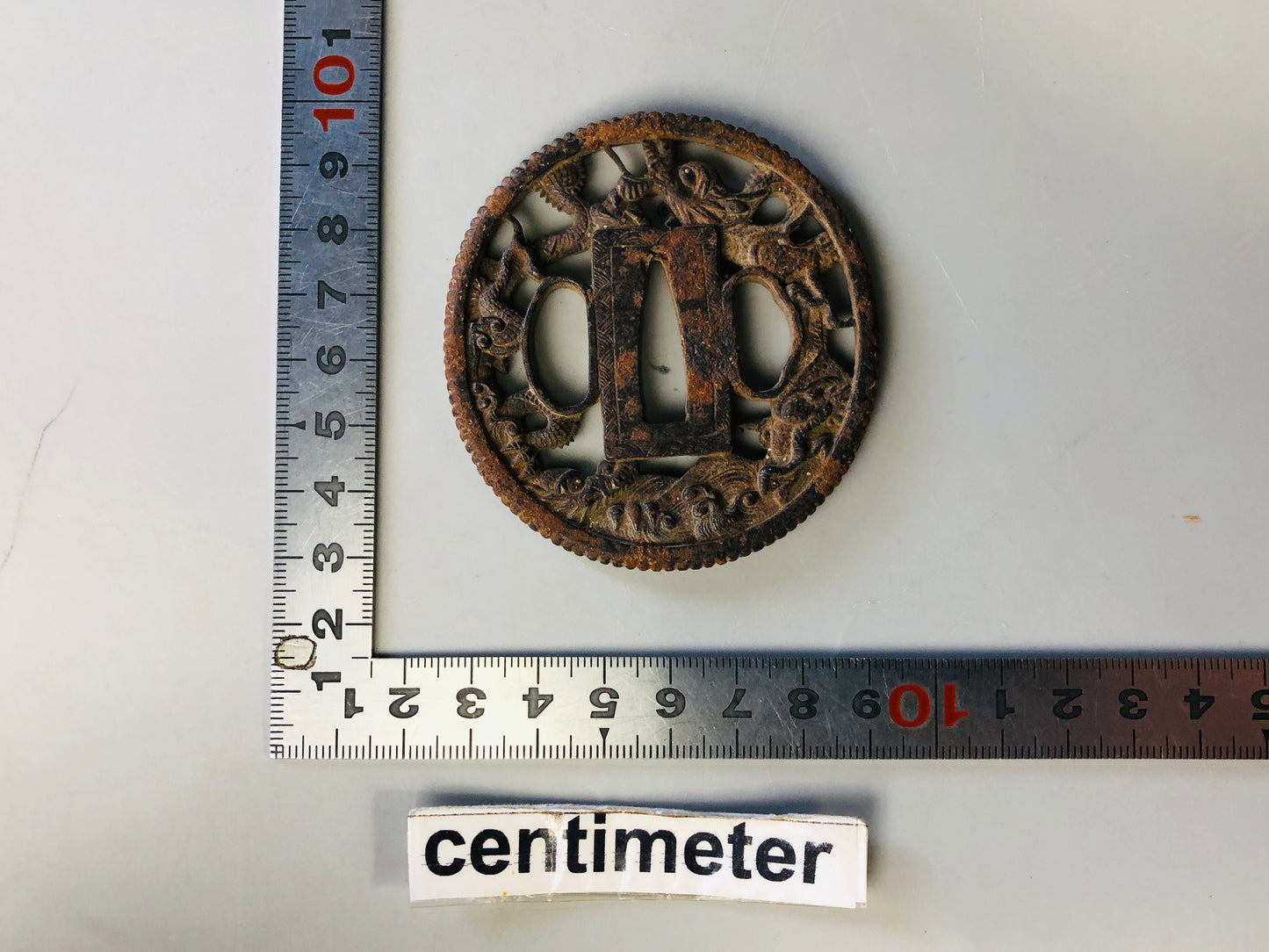 Y7107 TSUBA Iron sword guard Dragon Japan samurai katana antique koshirae edo
